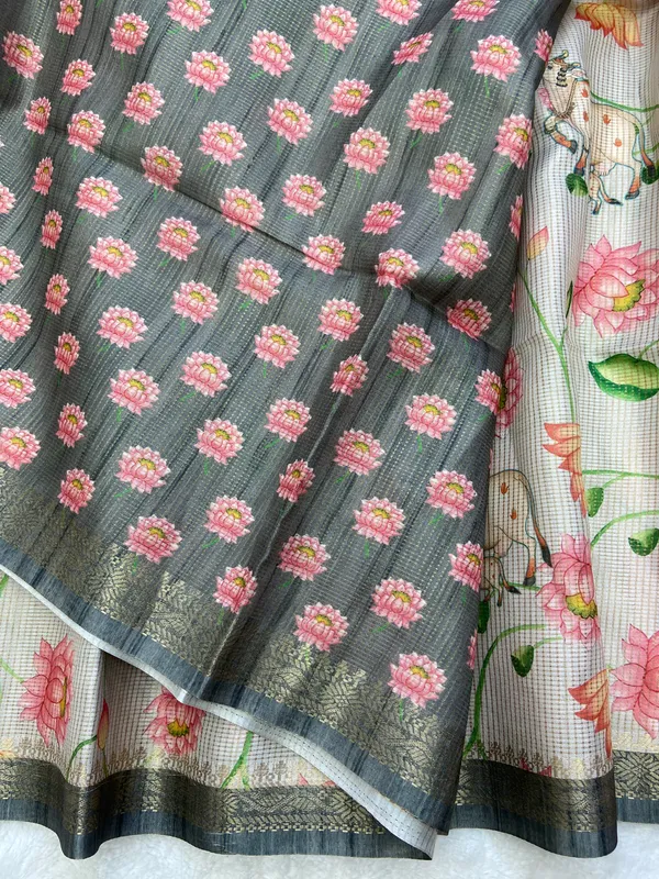 Shanaya_Grey_–_Checks_Design_Aesthetic_Edit_for_You_|_Soft_Tussar_Silk_Saree_with_Digital_Print,_Checks_Design_Saree_&_Digital_Print_Blouse