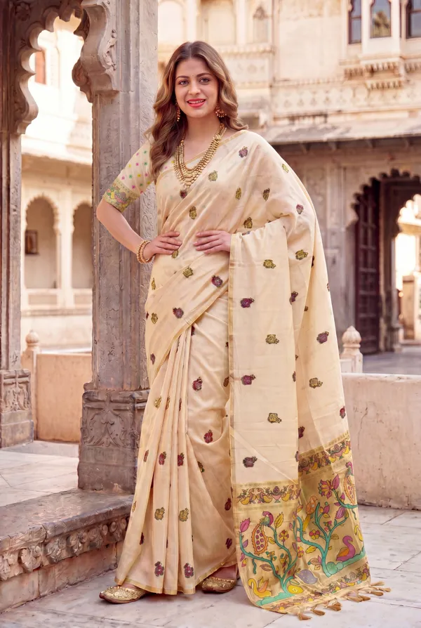 Swan_Cream_–_Swan_Motif_Wedding_Special_|_Premium_Soft_Muga_Cotton_Paithani_Saree_with_Weaving_Design_Featuring_Jungle_Theme_&_Swan_Motifs_Pallu