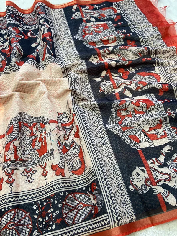 Soft_Chanderi_cotton_sarees_with_Beautiful_Digital_Print_With_Attractive_Zari_Line_Saree_And_Digital_Print_Blouse_With_Tassels