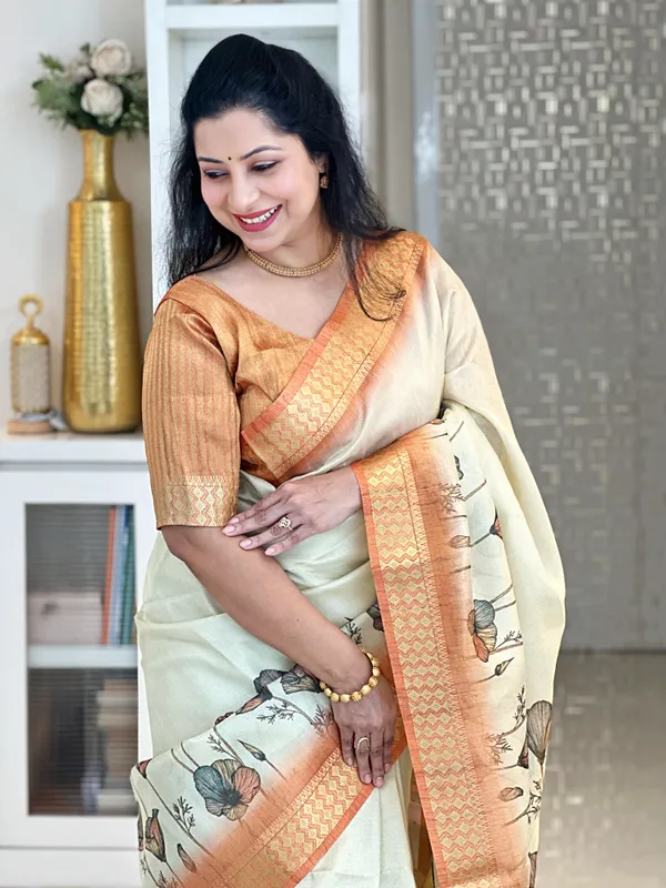 Anvika_Orange_–_Diwali_Special_|_Soft_Tissue_Silk_Saree_with_Digital_Print,_Border_&_Rich_Pallu,_Sequence_&_Contrast_Print_Blouse_with_Tassels