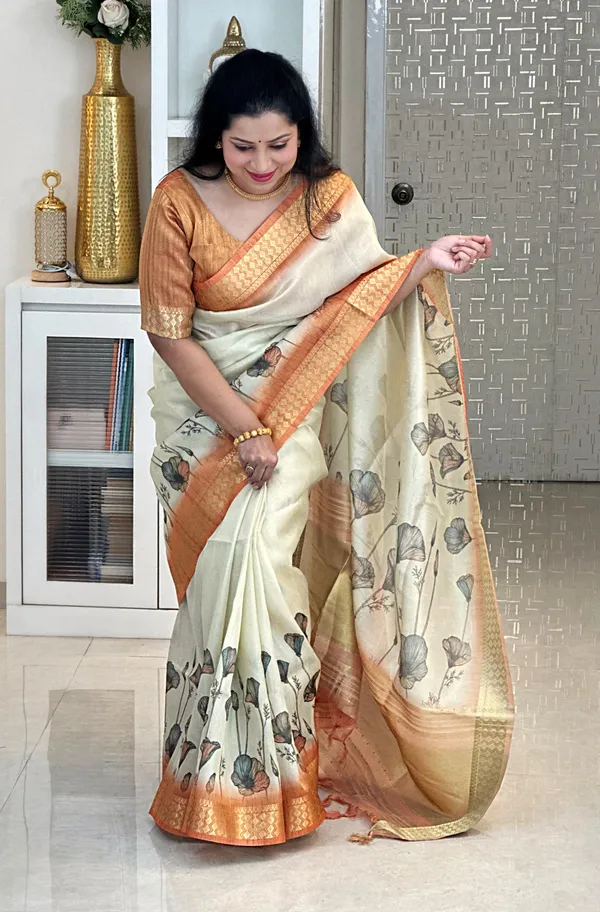Anvika_Orange_–_Diwali_Special_|_Soft_Tissue_Silk_Saree_with_Digital_Print,_Border_&_Rich_Pallu,_Sequence_&_Contrast_Print_Blouse_with_Tassels