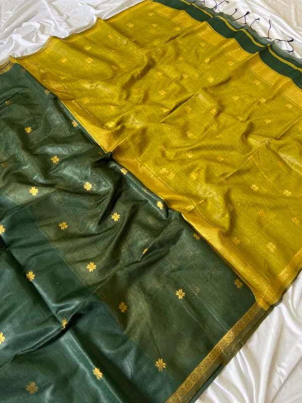 Jasleen_Mehendi_Green_–_Wedding_Special_|_Original_Maheswari_Cotton_Silk_Saree_with_Kanchipuram_Rich_Gold-Toned_Woven_Butti_Zari_Work,_Zari_Border