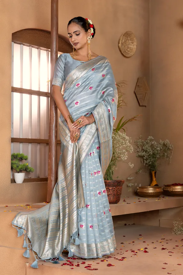 Dhanya_Blue_–_Blessed_Wedding_Special_|_Premium_Soft_Khadi_Linen_Saree_with_Design_Weaving_Pallu,_Traditional_Zari_Weaving_Border