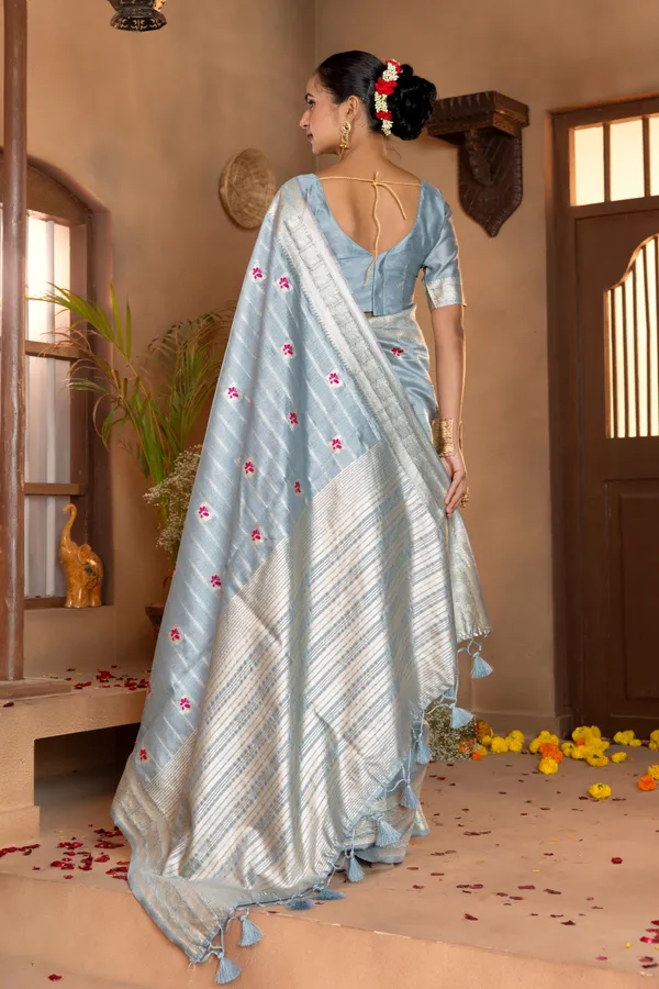 Dhanya_Blue_–_Blessed_Wedding_Special_|_Premium_Soft_Khadi_Linen_Saree_with_Design_Weaving_Pallu,_Traditional_Zari_Weaving_Border