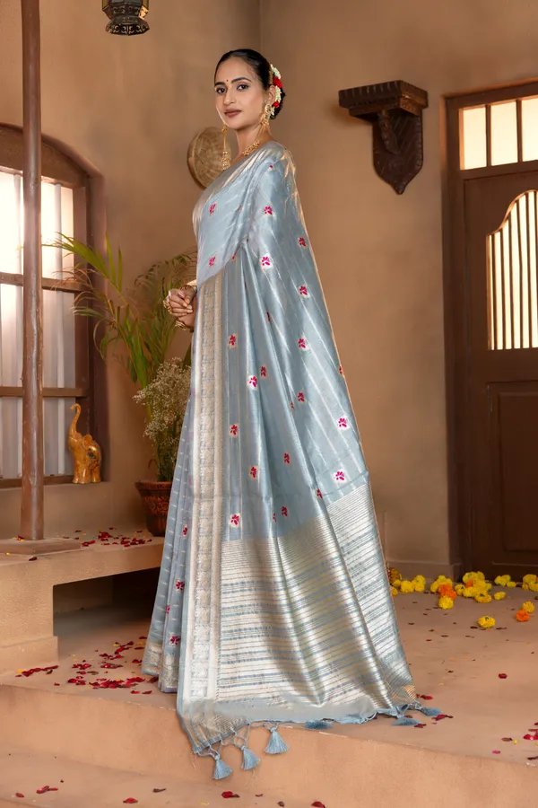 Dhanya_Blue_–_Blessed_Wedding_Special_|_Premium_Soft_Khadi_Linen_Saree_with_Design_Weaving_Pallu,_Traditional_Zari_Weaving_Border