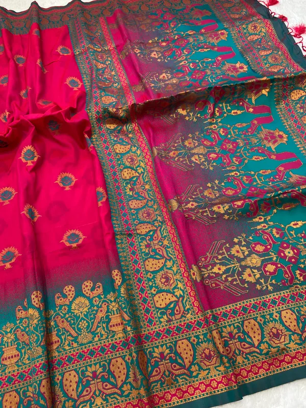 Premium_Soft_Paithani_Silk_sarees_With_Beautiful_Weaving_Pattern_With_Attractive_Rich_Pallu_And_Border_And_Weaving_Blouse_With_Tassels