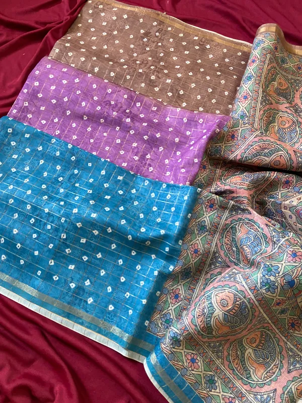 Soft_Semi_Tussar_Silk_sarees_with_Beautiful_Digital_Print_With_Attractive_Border_And_Contrast_Print_Blouse_With_Tassels