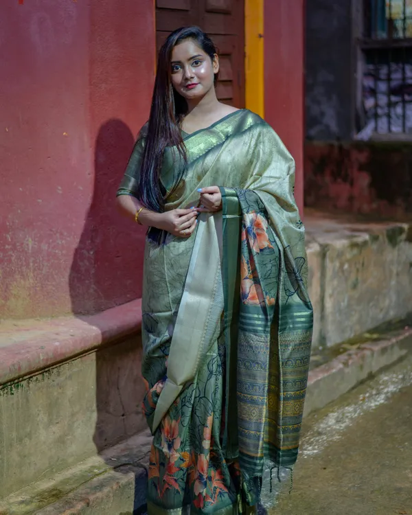 Helga_Green_–_Navratri_Special_|_Superior_Desi_Soft_Silky_Tussar_Saree_with_Ombre_Scheme_Body_And_Over_It_Floral_Conceptual_Prints