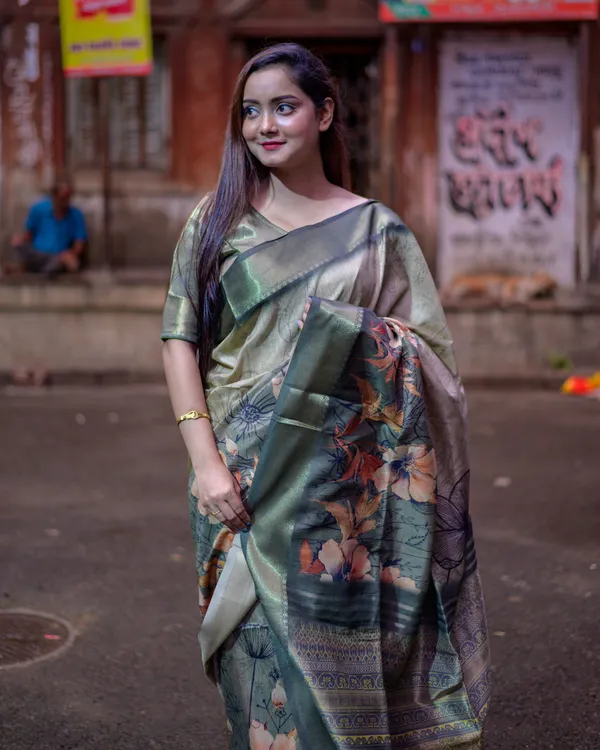 Helga_Green_–_Navratri_Special_|_Superior_Desi_Soft_Silky_Tussar_Saree_with_Ombre_Scheme_Body_And_Over_It_Floral_Conceptual_Prints
