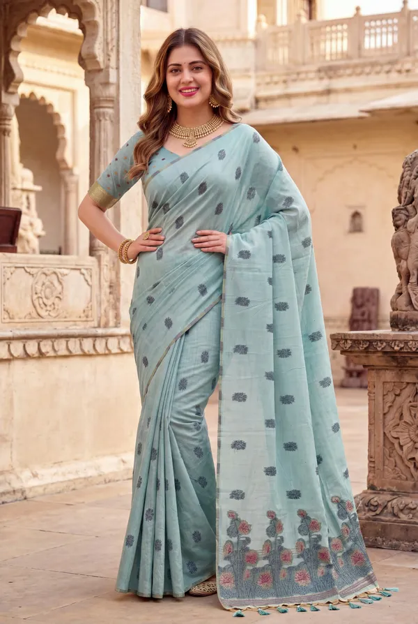 Grisha_2_Sky_Blue_–_Floral_Pallu_Wedding_Special_|_Premium_Soft_Muga_Cotton_Saree_with_Colourful_Resham_Weaving_Flower_Design_Pallu