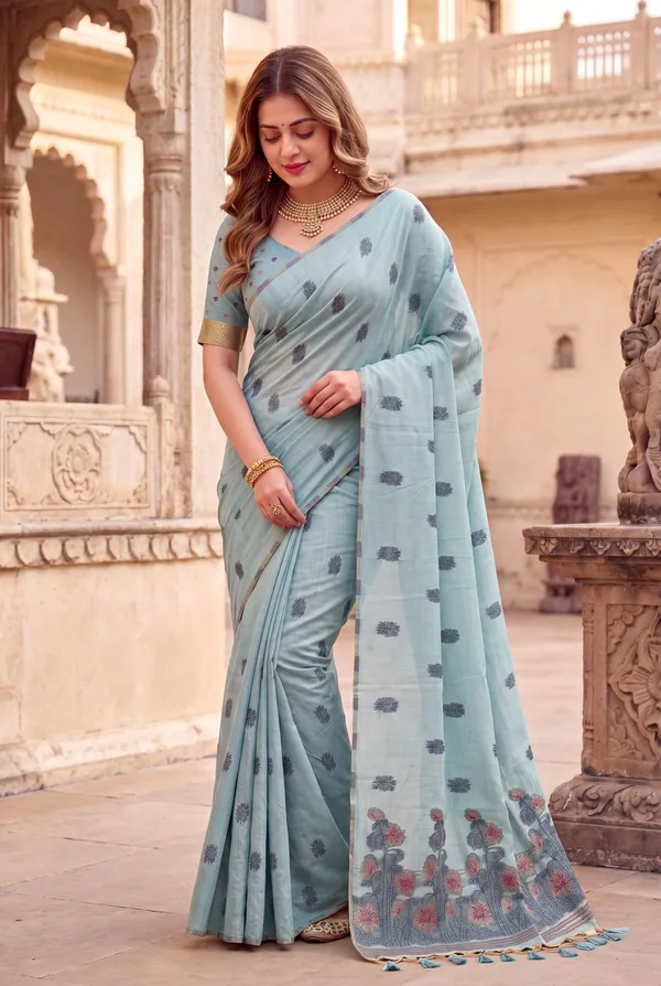 Grisha_2_Sky_Blue_–_Floral_Pallu_Wedding_Special_|_Premium_Soft_Muga_Cotton_Saree_with_Colourful_Resham_Weaving_Flower_Design_Pallu
