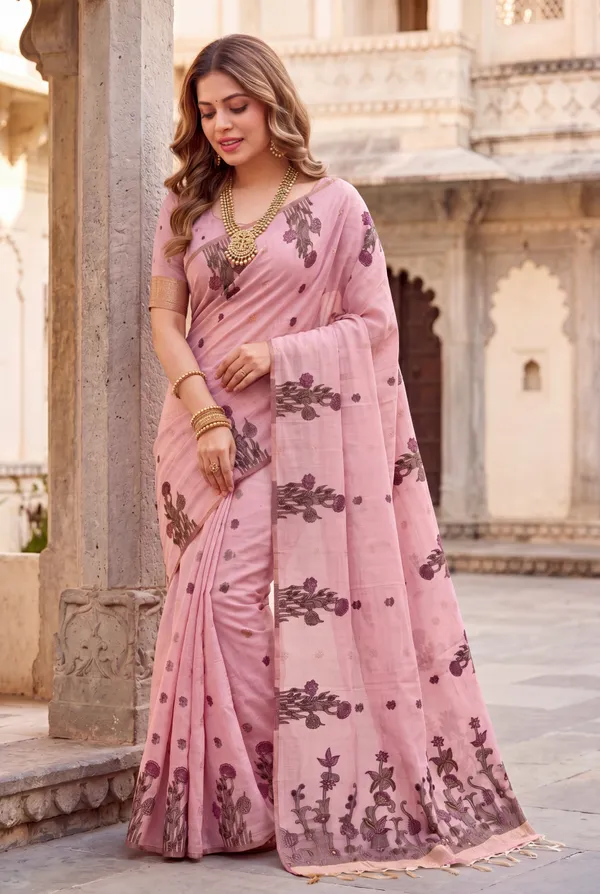 Amrusha_Neon_Pink_–_Floral_Pallu_Wedding_Special_|_Premium_Soft_Muga_Cotton_Saree_with_Colourful_Resham_Weaving_Flower_Design_Pallu