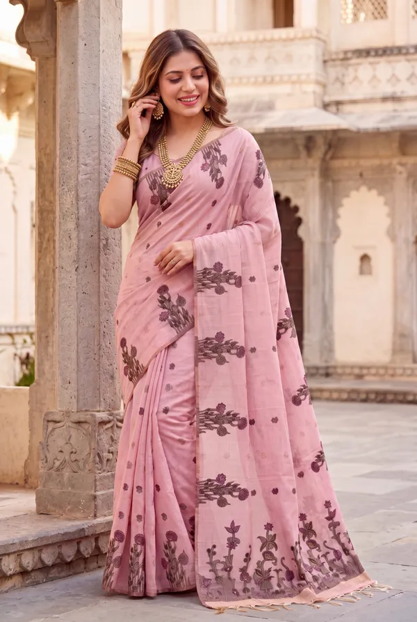 Amrusha_Neon_Pink_–_Floral_Pallu_Wedding_Special_|_Premium_Soft_Muga_Cotton_Saree_with_Colourful_Resham_Weaving_Flower_Design_Pallu