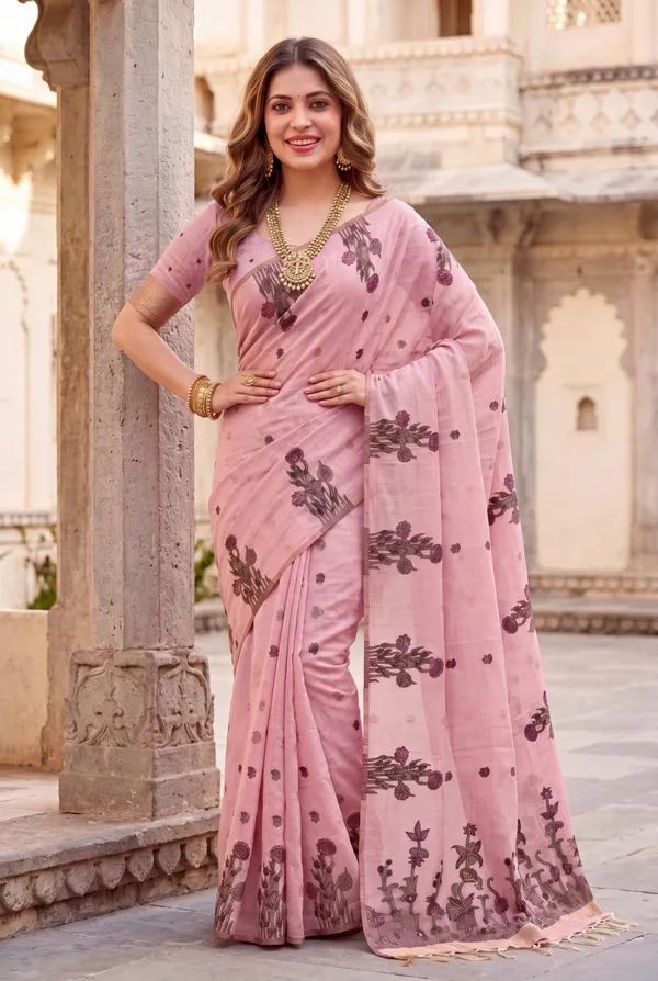 Amrusha_Neon_Pink_–_Floral_Pallu_Wedding_Special_|_Premium_Soft_Muga_Cotton_Saree_with_Colourful_Resham_Weaving_Flower_Design_Pallu