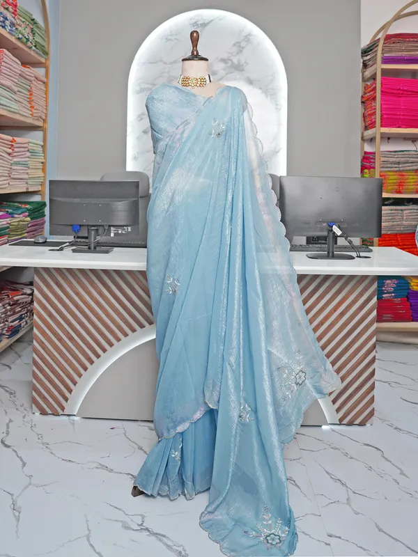 Soft_Crunchy_Silk_sarees_with_Beautiful_Foil_Print_With_Attractive_Handwork_Design_Saree_And_Foil_Print_Blouse