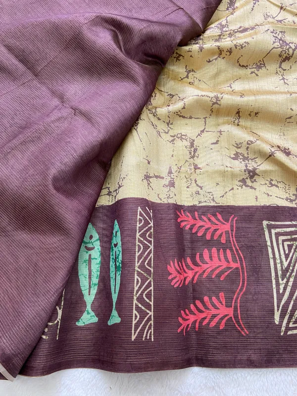 Rangana_Wine_–_Colourful_Diwali_Special_|_Soft_Tussar_Silk_Saree_with_Digital_Print,_Zari_Line_All-over_Saree_&_Digital_Print_Blouse_with_Tassels