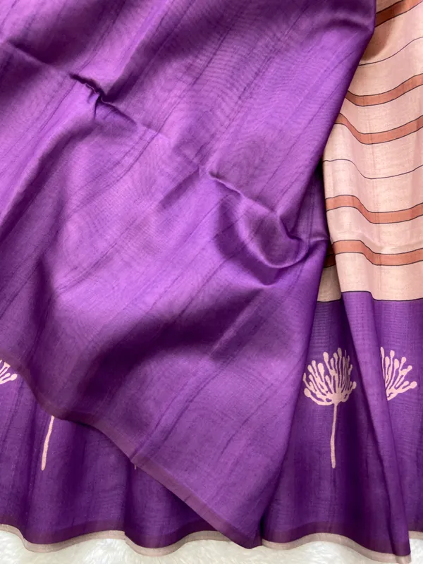 Tashi_Purple_–_Auspicious_Navratri_Special_|_Soft_Tussar_Silk_Saree_with_Digital_Print,_Border_&_Contrast_Print_Blouse_with_Tassels