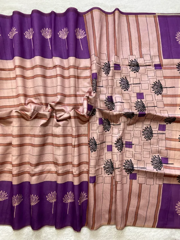 Tashi_Purple_–_Auspicious_Navratri_Special_|_Soft_Tussar_Silk_Saree_with_Digital_Print,_Border_&_Contrast_Print_Blouse_with_Tassels