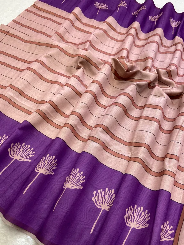 Tashi_Purple_–_Auspicious_Navratri_Special_|_Soft_Tussar_Silk_Saree_with_Digital_Print,_Border_&_Contrast_Print_Blouse_with_Tassels