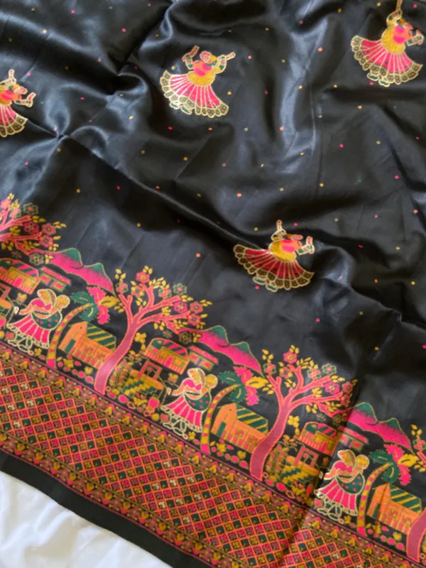 Melody_Black_–_Melodic_Aesthetic_Edit_for_You_|_Soft_Pashmina_Silk_Saree_with_Woven_Zari_Work,_Pashmina_Design_Saree_&_Running_Blouse_with_Tassels