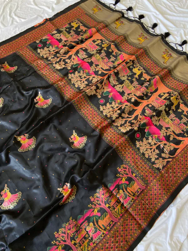 Melody_Black_–_Melodic_Aesthetic_Edit_for_You_|_Soft_Pashmina_Silk_Saree_with_Woven_Zari_Work,_Pashmina_Design_Saree_&_Running_Blouse_with_Tassels