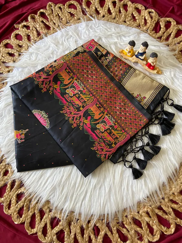 Melody_Black_–_Melodic_Aesthetic_Edit_for_You_|_Soft_Pashmina_Silk_Saree_with_Woven_Zari_Work,_Pashmina_Design_Saree_&_Running_Blouse_with_Tassels