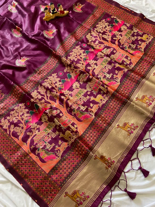 Melody_Purple_–_Melodic_Navratri_Special_|_Soft_Pashmina_Silk_Saree_with_Woven_Zari_Work,_Pashmina_Design_Saree_&_Running_Blouse_with_Tassels