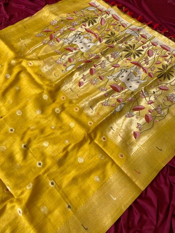 Pallavi_Yellow_–_Cow_Pallu_Wedding_Special_|_Premium_Soft_Muga_Cotton_Paithani_Saree_with_Colourful_3D_Woven_Cow_Design_Pallu