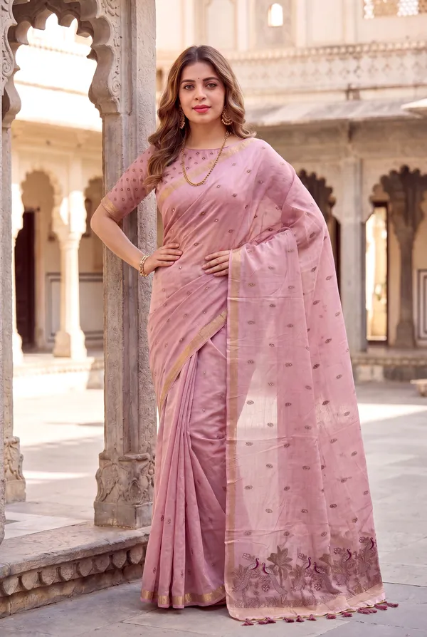 Kashish_2_Pink_–_Alluring_Wedding_Special_|_Premium_Soft_Muga_Cotton_Saree_with_Colourful_Resham_Weaving_Peacock_Design_Pallu