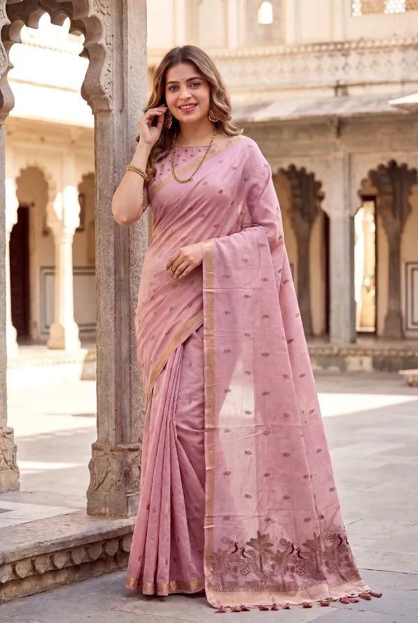 Kashish_2_Pink_–_Alluring_Wedding_Special_|_Premium_Soft_Muga_Cotton_Saree_with_Colourful_Resham_Weaving_Peacock_Design_Pallu