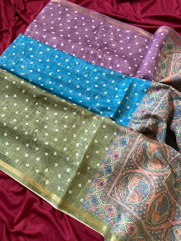 Soft_Semi_Tussar_Silk_sarees_with_Beautiful_Digital_Print_With_Attractive_Border_And_Contrast_Print_Blouse_With_Tassels