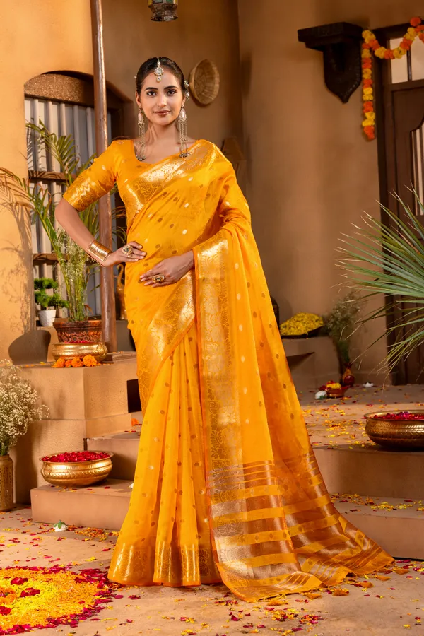 Gungun_Yellow_–_Melodic_Wedding_Special_|_Premium_Soft_Khadi_Shimmer_Saree_with_Butti_Design_Weaving_Pallu,_Traditional_Zari_Weaving_Border
