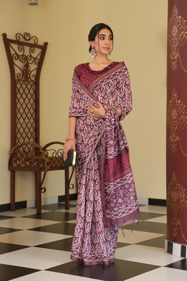 Soft_Chanderi_cotton_sarees_with_Beautiful_Digital_Print_With_Attractive_Zari_Line_Saree_And_Digital_Print_Blouse_With_Tassels