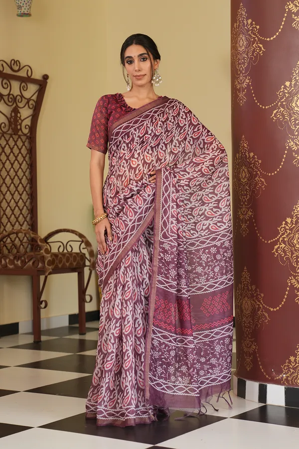 Soft_Chanderi_cotton_sarees_with_Beautiful_Digital_Print_With_Attractive_Zari_Line_Saree_And_Digital_Print_Blouse_With_Tassels