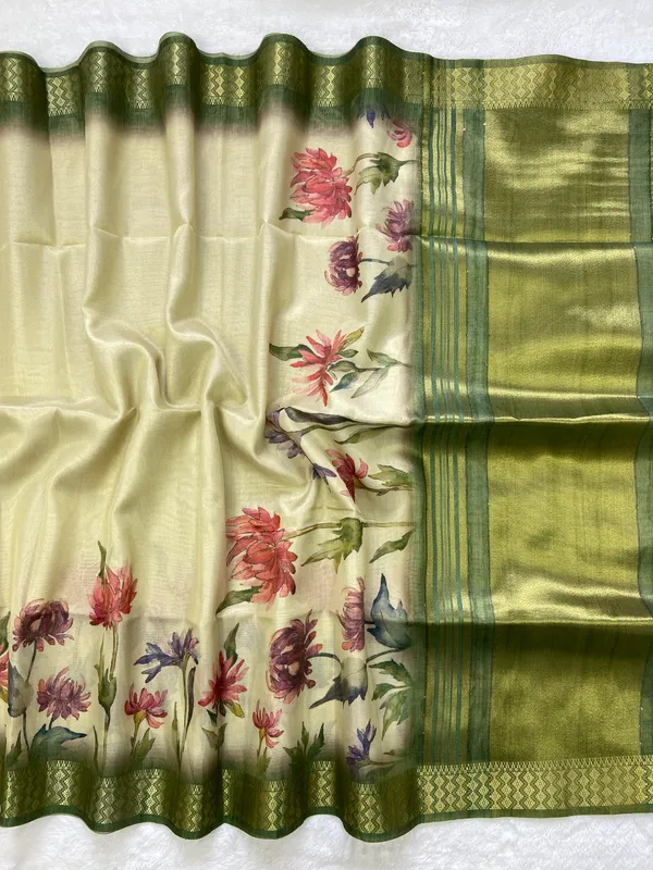 Anvika_Green_–_Diwali_Special_|_Soft_Tissue_Silk_Saree_with_Digital_Print,_Border_&_Rich_Pallu,_Sequence_&_Contrast_Print_Blouse_with_Tassels