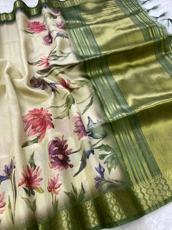 Anvika_Green_–_Diwali_Special_|_Soft_Tissue_Silk_Saree_with_Digital_Print,_Border_&_Rich_Pallu,_Sequence_&_Contrast_Print_Blouse_with_Tassels