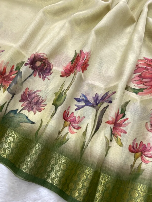 Anvika_Green_–_Diwali_Special_|_Soft_Tissue_Silk_Saree_with_Digital_Print,_Border_&_Rich_Pallu,_Sequence_&_Contrast_Print_Blouse_with_Tassels