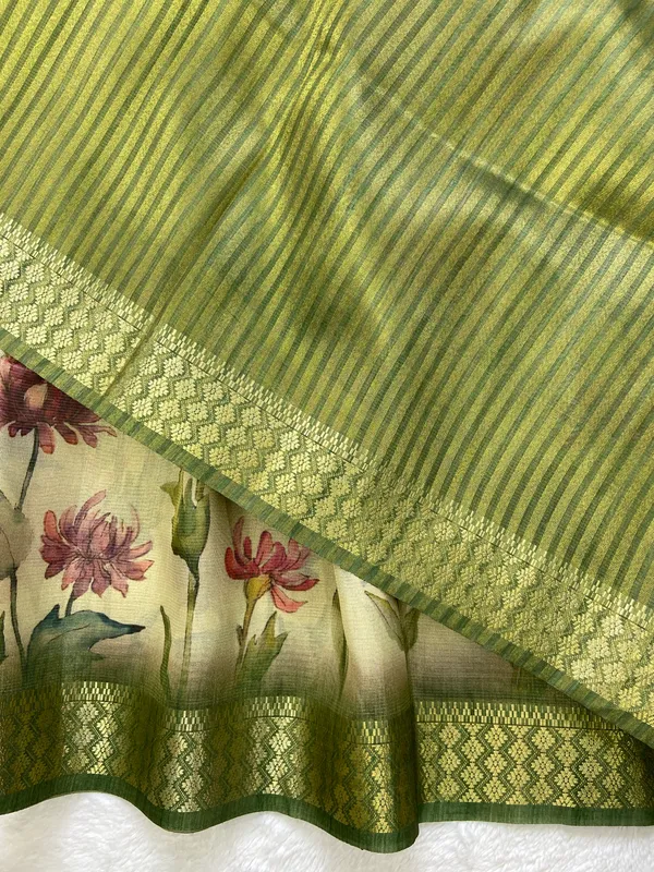 Anvika_Green_–_Diwali_Special_|_Soft_Tissue_Silk_Saree_with_Digital_Print,_Border_&_Rich_Pallu,_Sequence_&_Contrast_Print_Blouse_with_Tassels