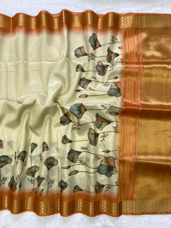 Anvika_Orange_–_Diwali_Special_|_Soft_Tissue_Silk_Saree_with_Digital_Print,_Border_&_Rich_Pallu,_Sequence_&_Contrast_Print_Blouse_with_Tassels