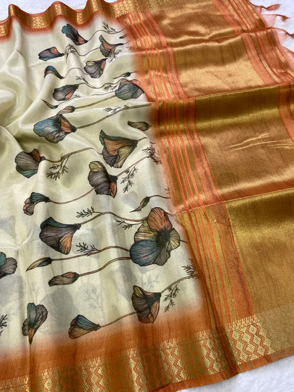 Anvika_Orange_–_Diwali_Special_|_Soft_Tissue_Silk_Saree_with_Digital_Print,_Border_&_Rich_Pallu,_Sequence_&_Contrast_Print_Blouse_with_Tassels
