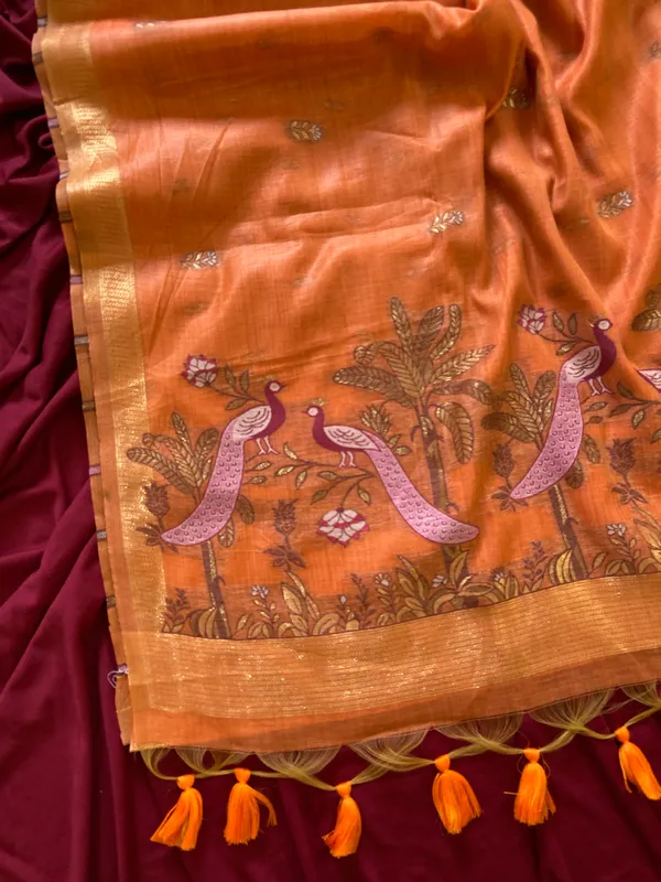 Kashish_Orange_–_Alluring_Wedding_Special_|_Premium_Soft_Muga_Cotton_Saree_with_Colourful_Resham_Weaving_Peacock_Design_Pallu
