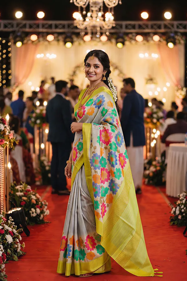 Aashvika_Grey_–_Aesthetic_Edit_for_You_|_Soft_Tussar_Silk_Saree_with_Digital_Print,_Border_&_Contrast_Print_Blouse_with_Tassels