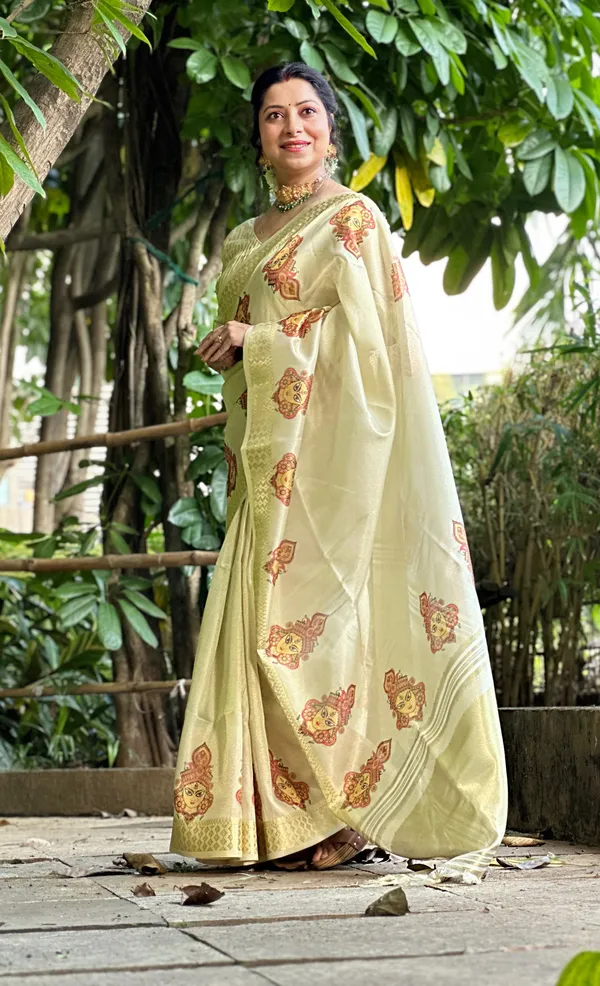 Anvika_Kali_Off_White_–_Diwali_Special_|_Soft_Tissue_Silk_Saree_with_Digital_Print,_Border_&_Rich_Pallu,_Sequence_&_Contrast_Print_Blouse_with_Tassels