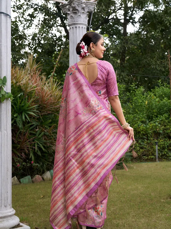 Nagma_Purple_–_Melodic_Navratri_Special_|_Soft_Tussar_Silk_Saree_with_Digital_Print,_Zari_Line_Saree_&_Digital_Print_Blouse_with_Tassels