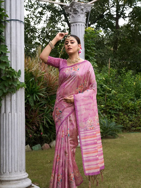 Nagma_Purple_–_Melodic_Navratri_Special_|_Soft_Tussar_Silk_Saree_with_Digital_Print,_Zari_Line_Saree_&_Digital_Print_Blouse_with_Tassels