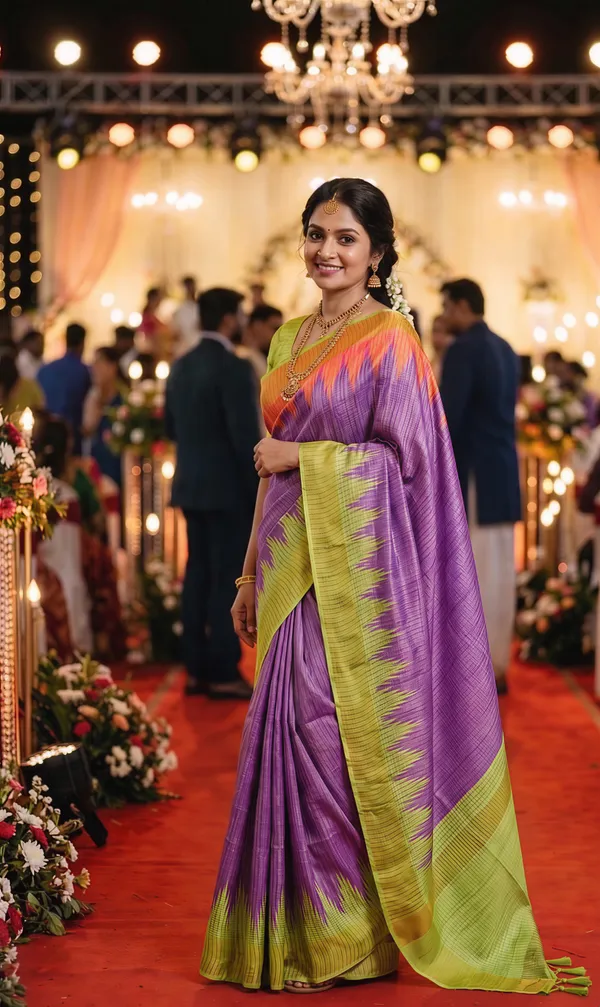 Gaurika_Purple_–_Divine_Navratri_Special_|_Soft_Tussar_Silk_Saree_with_Digital_Print,_Checks_Design_Saree_&_Digital_Print_Blouse_with_Tassels