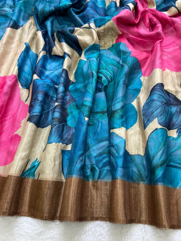 Soft_Tussar_Silk_sarees_with_Beautiful_Digital_Print_With_Attractive_Slub_Pattern_And_Digital_Print_Blouse_With_Tassels