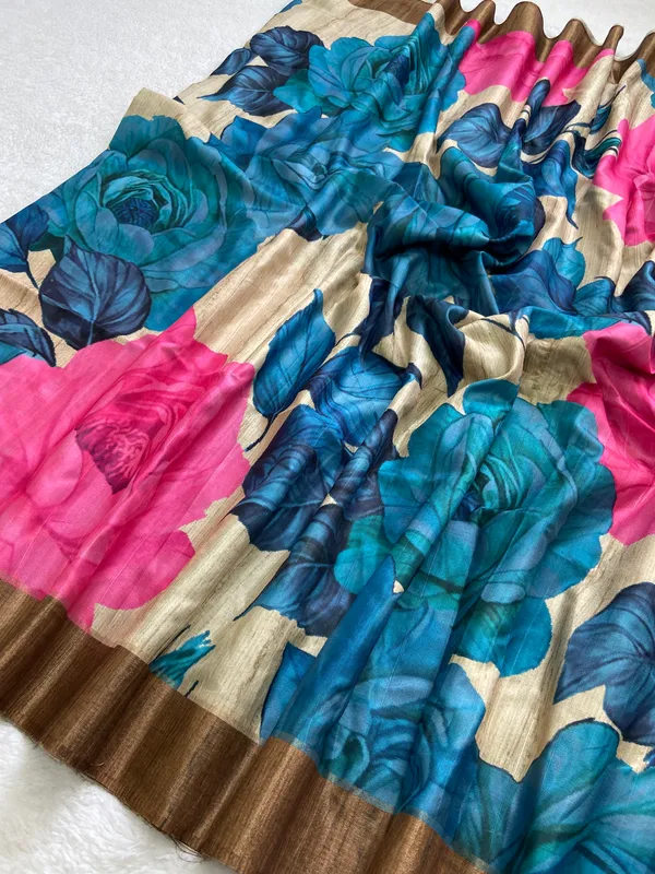 Soft_Tussar_Silk_sarees_with_Beautiful_Digital_Print_With_Attractive_Slub_Pattern_And_Digital_Print_Blouse_With_Tassels