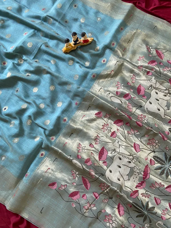 Pallavi_Sky_Blue_–_Cow_Pallu_Wedding_Special_|_Premium_Soft_Muga_Cotton_Paithani_Saree_with_Colourful_3D_Woven_Cow_Design_Pallu