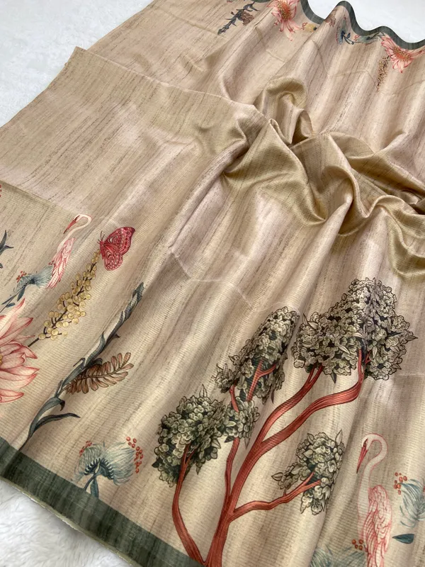 Ridhi_Cream_–_Prosperous_Diwali_Special_|_Soft_Tussar_Silk_Saree_with_Digital_Print,_Zari_Line_Saree_&_Digital_Print_Blouse_with_Tassels
